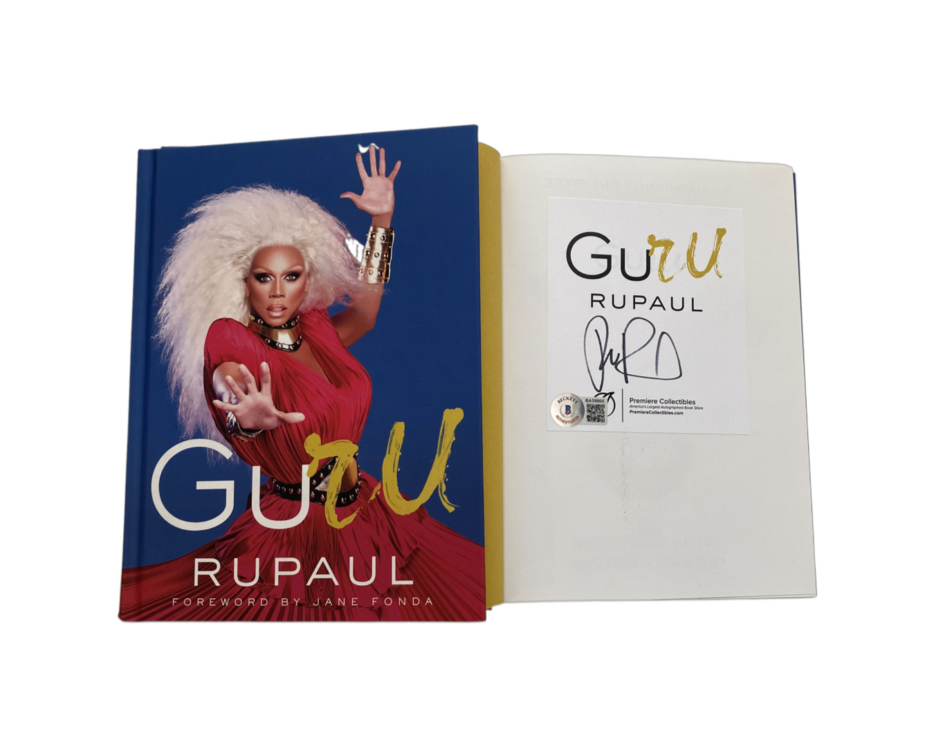 RUPAUL SIGNED AUTOGRAPHED GURU HARDCOVER BOOK DRAG RACE BECKETT BAS COA COLLECTIBLE MEMORABILIA