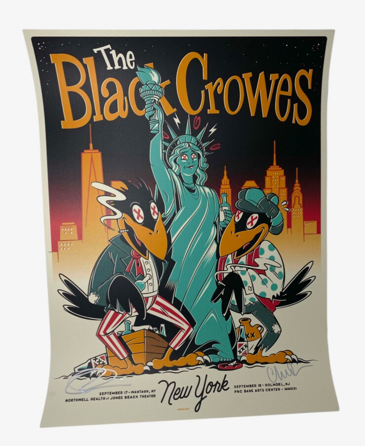 The Black Crowes Signed New York 2021 Tour Poster Litho Chris Robinson Rich COA