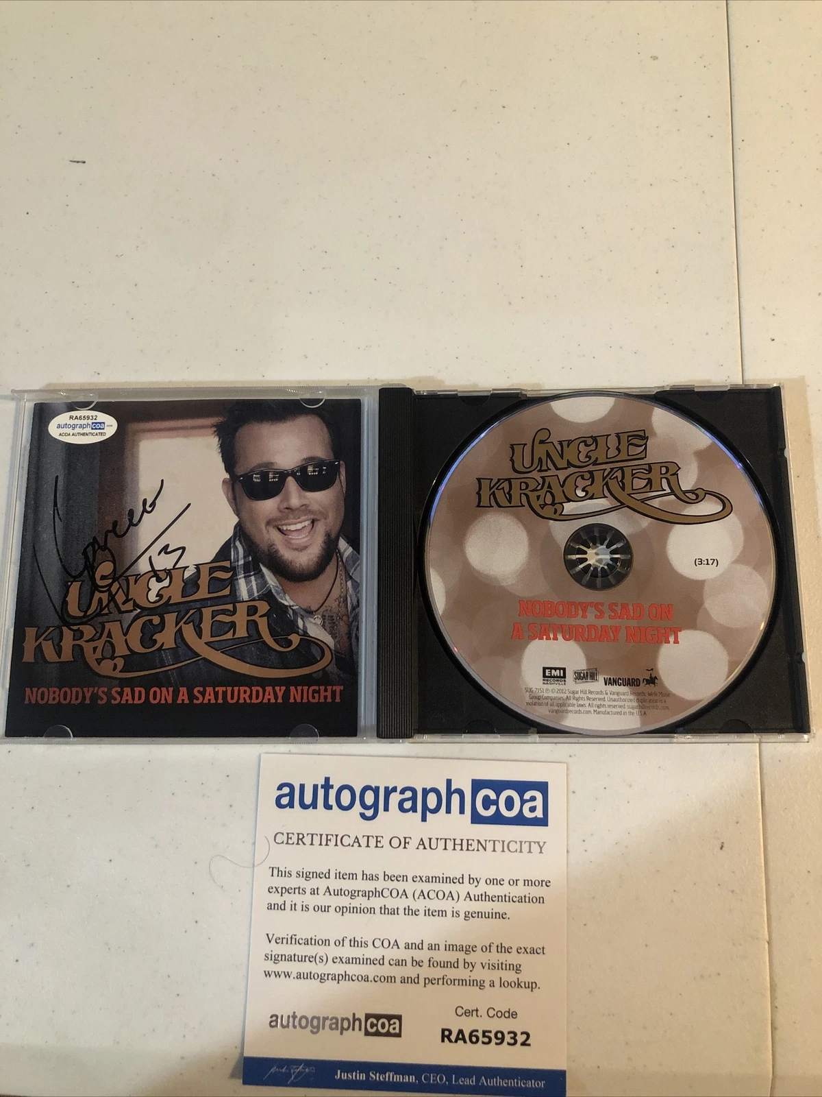UNCLE KRACKER SIGNED AUTOGRAPH CD ACOA NOBODYS SAD ON A SATURDAY NIGHT