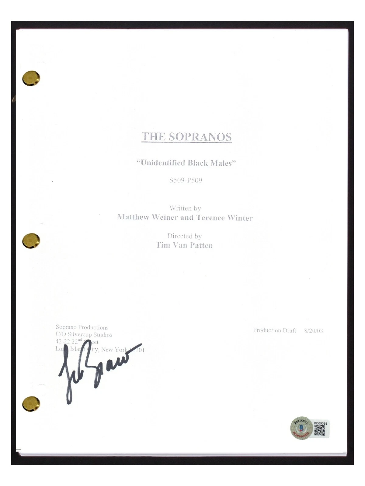Lorraine Bracco Signed Autograph The Sopranos Episode 509 Script Beckett BAS COA