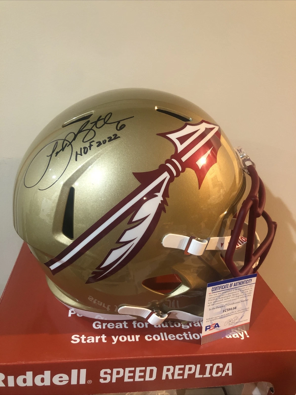 FLORIDA STATE SEMINOLES- LEROY BUTLER SIGNED AUTOGRAPH SPEED REP HELMET PSA HOF