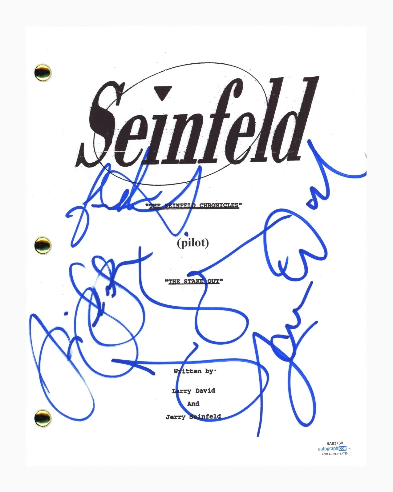 Seinfeld Cast Signed Autographed Pilot Script Jerry Larry David +2 ACOA COA