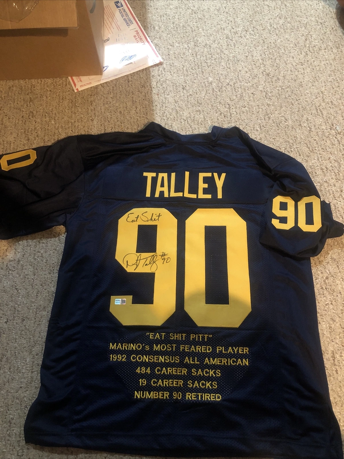 WEST VIRGINIA MOUNTAINEERS- DARRYL TALLEY SIGNED AUTOGRAPH STAT JERSEY TRISTAR COLLECTIBLE MEMORABILIA