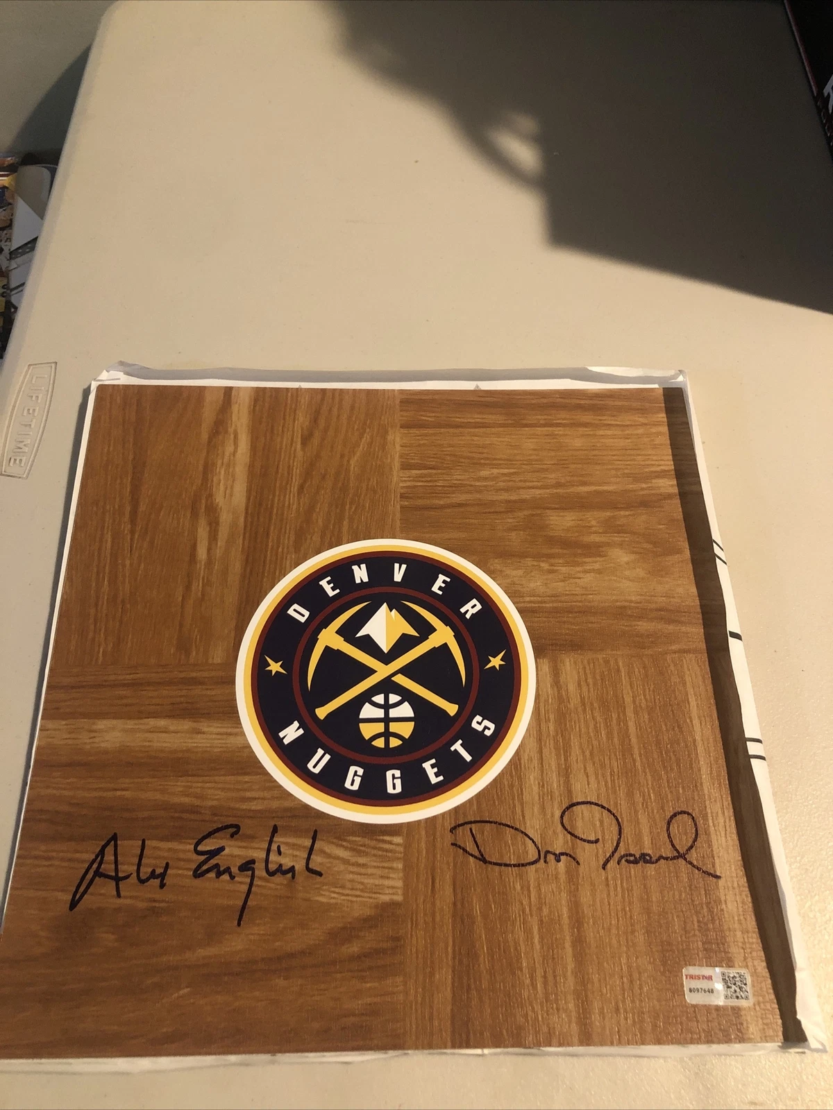 DENVER NUGGETS- DAN ISSEL ALEX ENGLISH SIGNED AUTOGRAPH FLOORBOARD TRISTAR COA