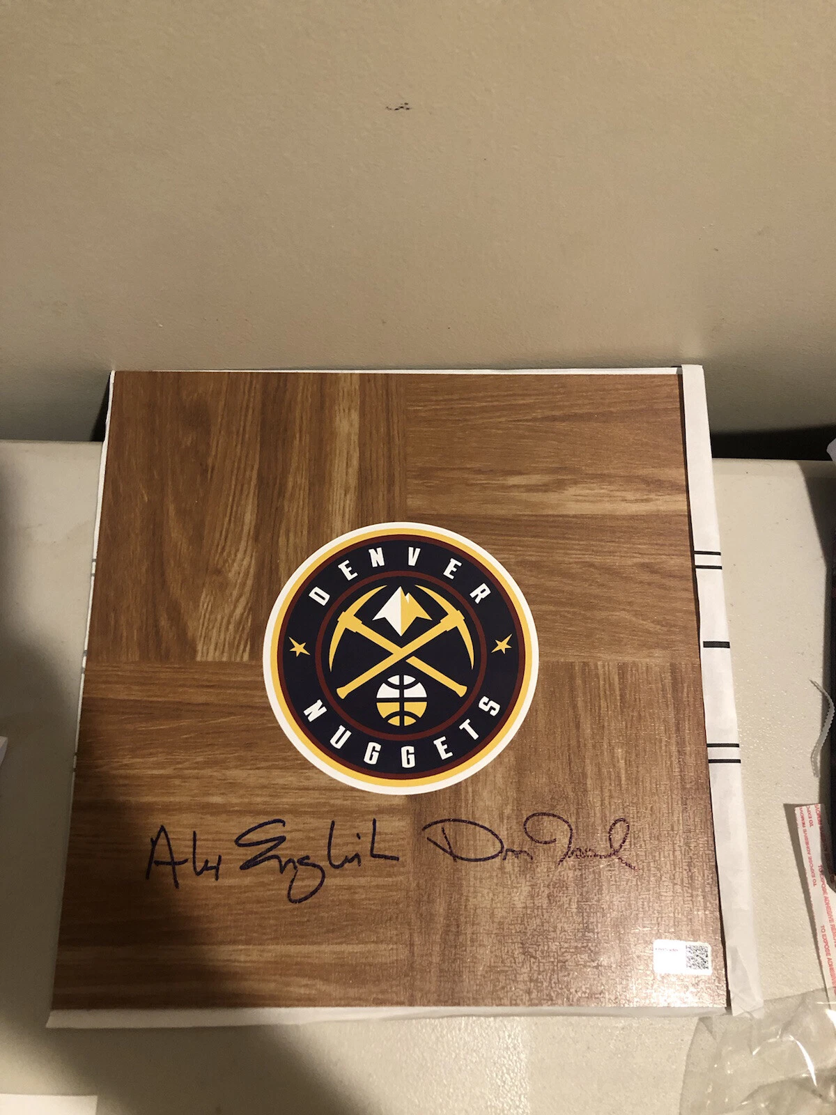 DENVER NUGGETS- DAN ISSEL ALEX ENGLISH SIGNED AUTOGRAPH FLOORBOARD TRISTAR COA