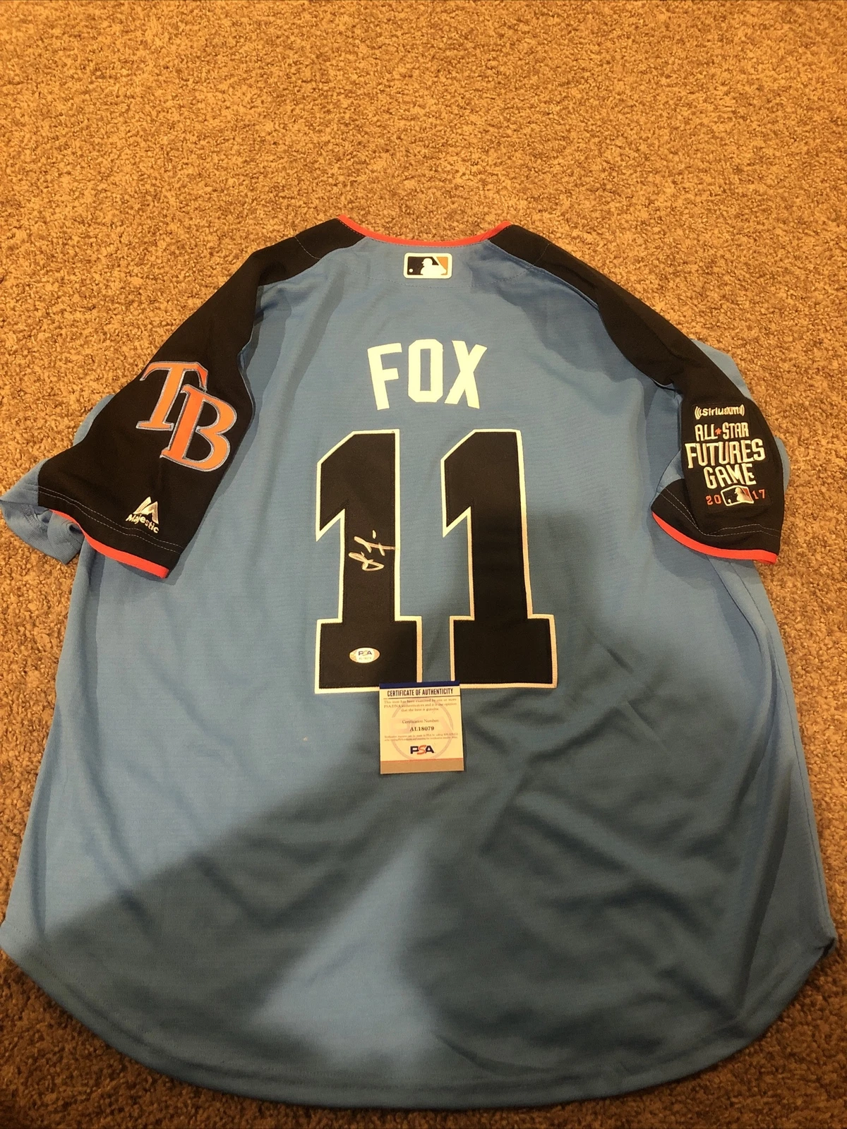 TAMPA BAY RAYS- LUCIUS FOX SIGNED AUTOGRAPH FUTURES GAME JERSEY PSA DNA COA