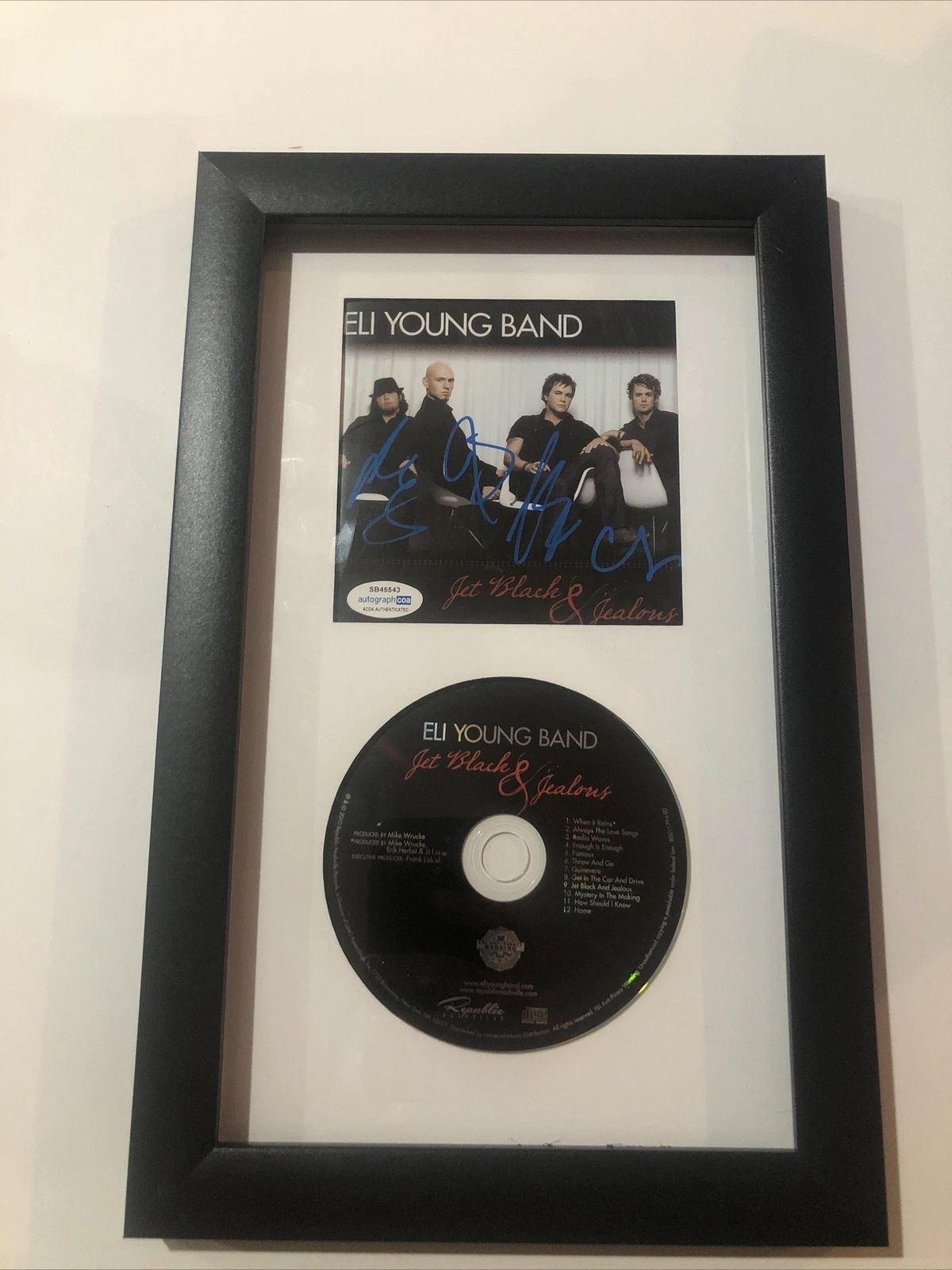 ELI YOUNG BAND SIGNED AUTOGRAPH FRAMED CD DISPLAY JET BLACK & JEALOUS ACOA COA