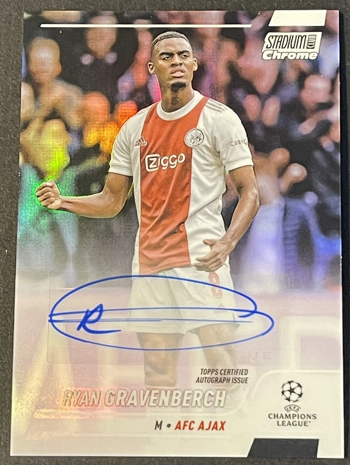 2021-22 Stadium Club Chrome UEFA REFRACTOR AUTO #CA-RG Ryan Gravenberch Ajax