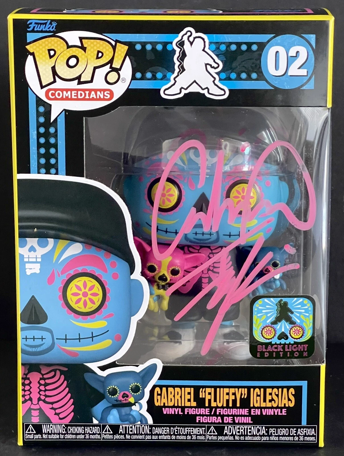 Funko Pop! Gabriel Fluffy Iglesias Day Of The Dead Blacklight AUTO Signed JSA