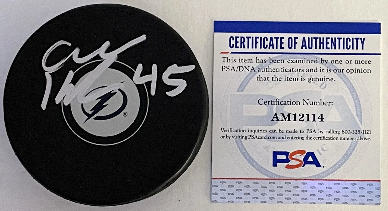 Cole Koepke Signed Autographed Tampa Bay Lightning Logo Puck PSA/DNA