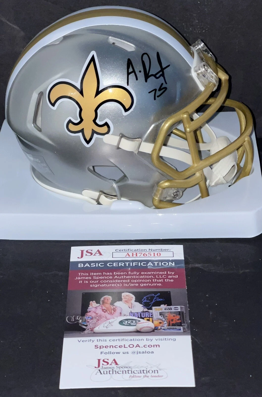 Andrus Peat Signed Autographed New Orleans Saints Flash Mini Helmet JSA