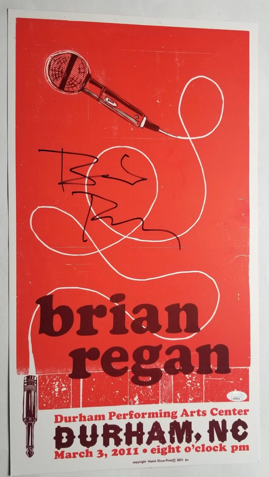 Brian Regan comedian REAL hand SIGNED Hatch Print Show Poster JSA COA