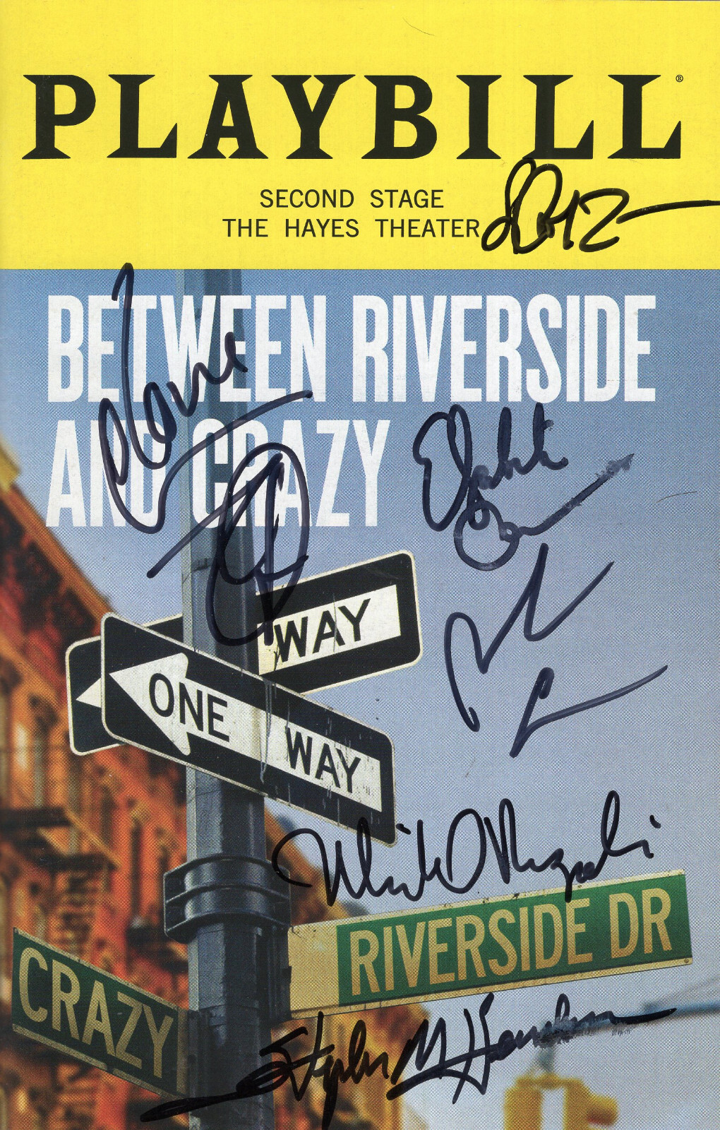 BETWEEN RIVERSIDE AND CRAZY SIGNED NYC PLAYBILL+COA        SIGNED BY CAST+COMMON