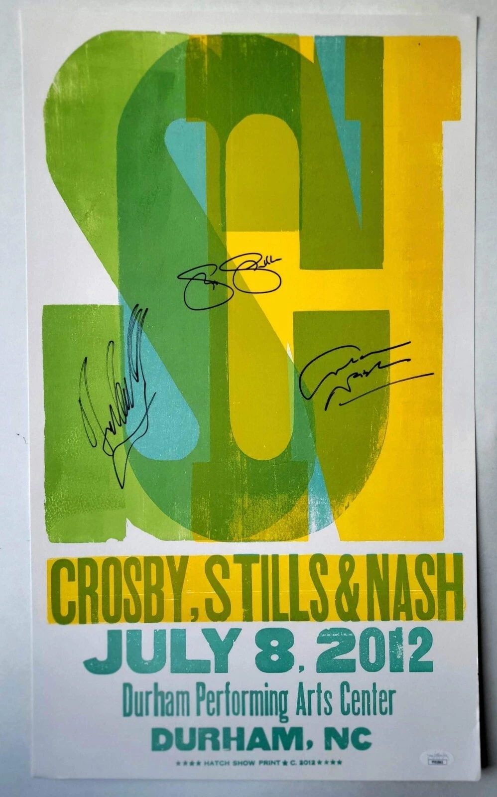 Crosby, Stills & Nash REAL SIGNED Hatch Show Print Poster JSA LOA Autographed