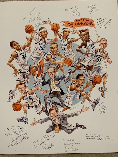 2003 SYRACUSE CHAMPIONSHIP PRINT SIGNED+INSCRIBED BY TEAM TO JIM BOEHEIM COLLECTIBLE MEMORABILIA