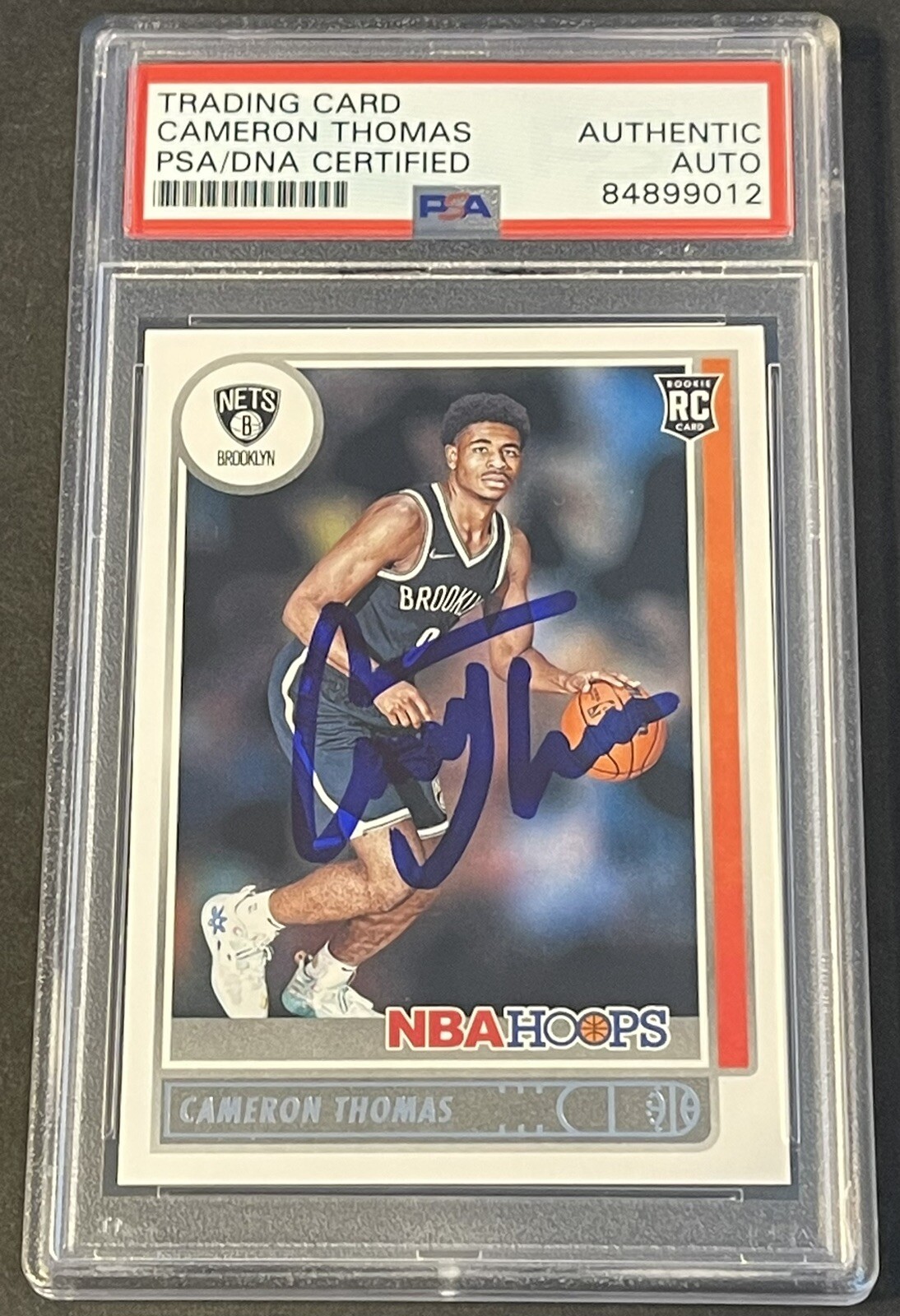 Cameron Thomas Signed 2021/22 NBA Hoops Rookie Card Nets Slabbed PSA/DNA