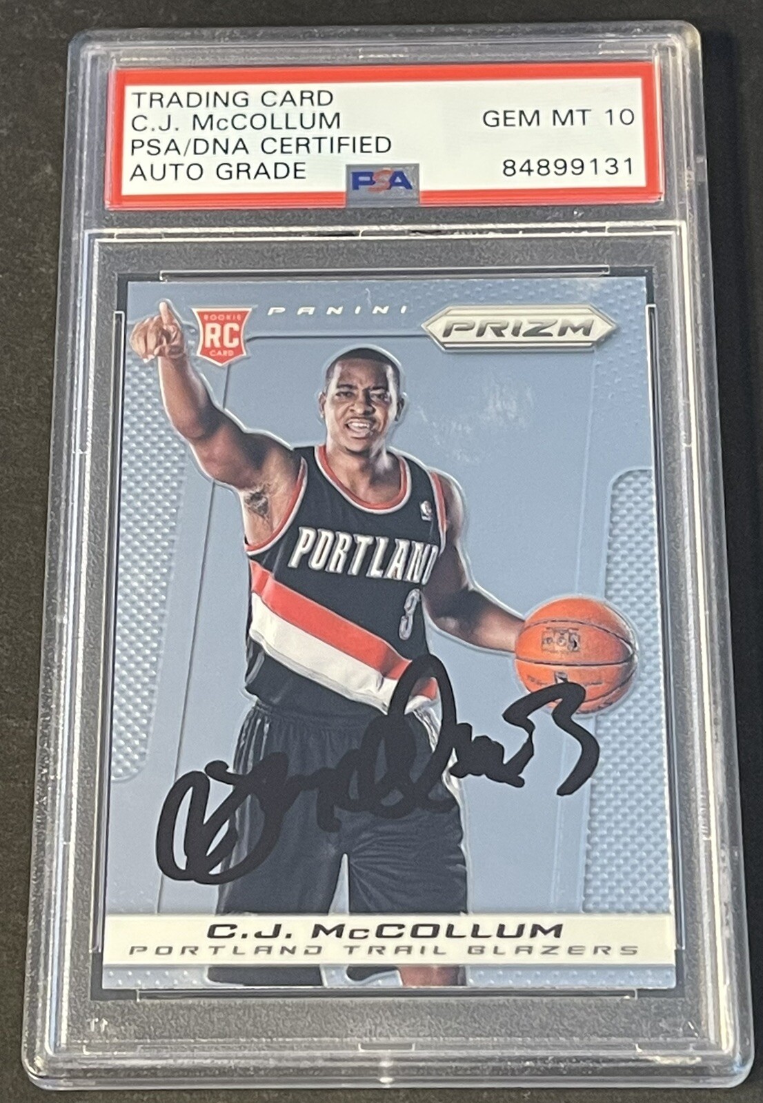 CJ McCollum 2013/2014 Prizm Rookie Card Signed PSA/DNA Slabbed Pelicans Gem 10