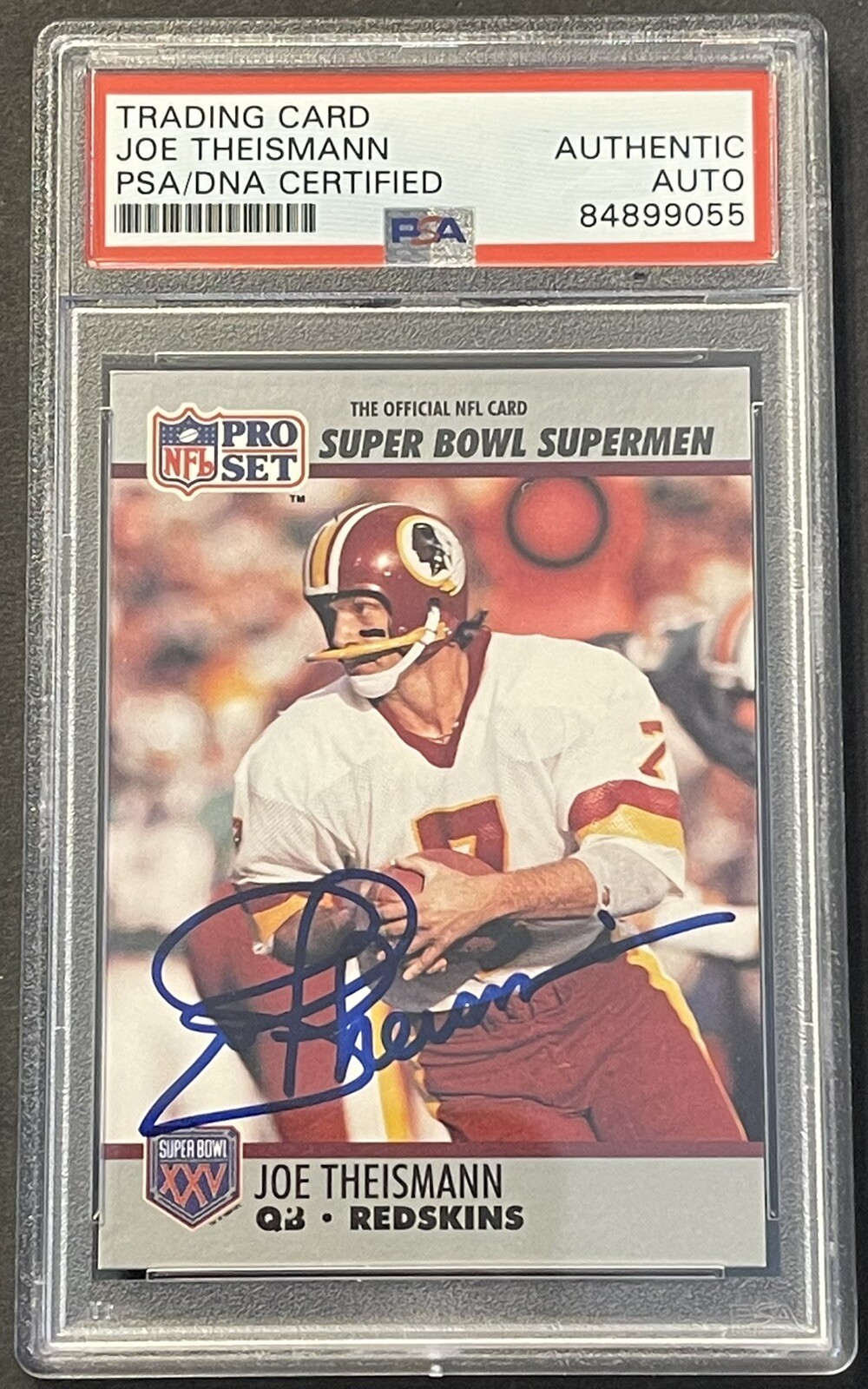Joe Theismann 1990 Pro Set Card Signed Auto Washington Redskins PSA/DNA Slabbed