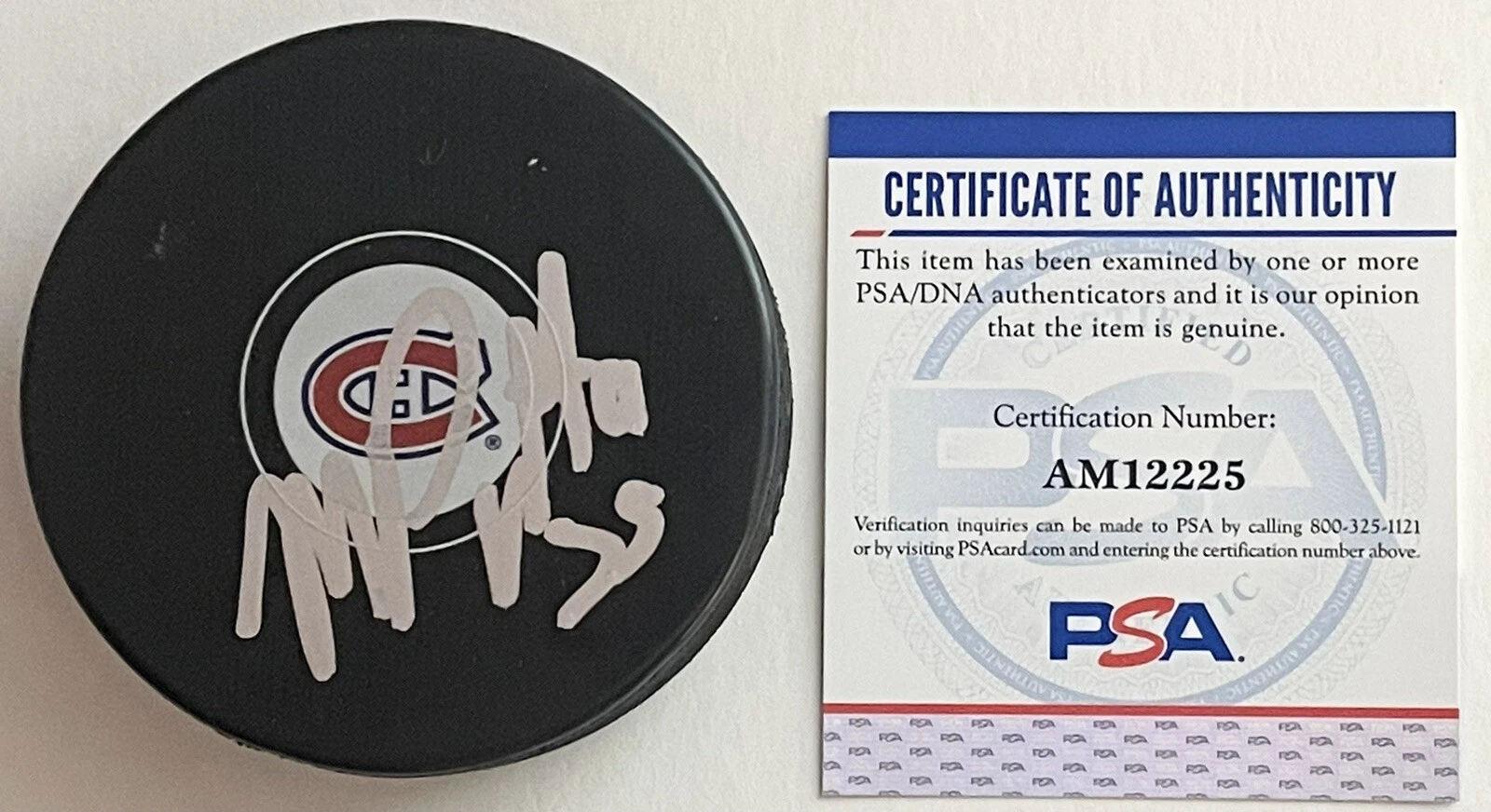Michael Pezzetta Signed Autographed Montreal Canadiens Logo Puck PSA/DNA COA