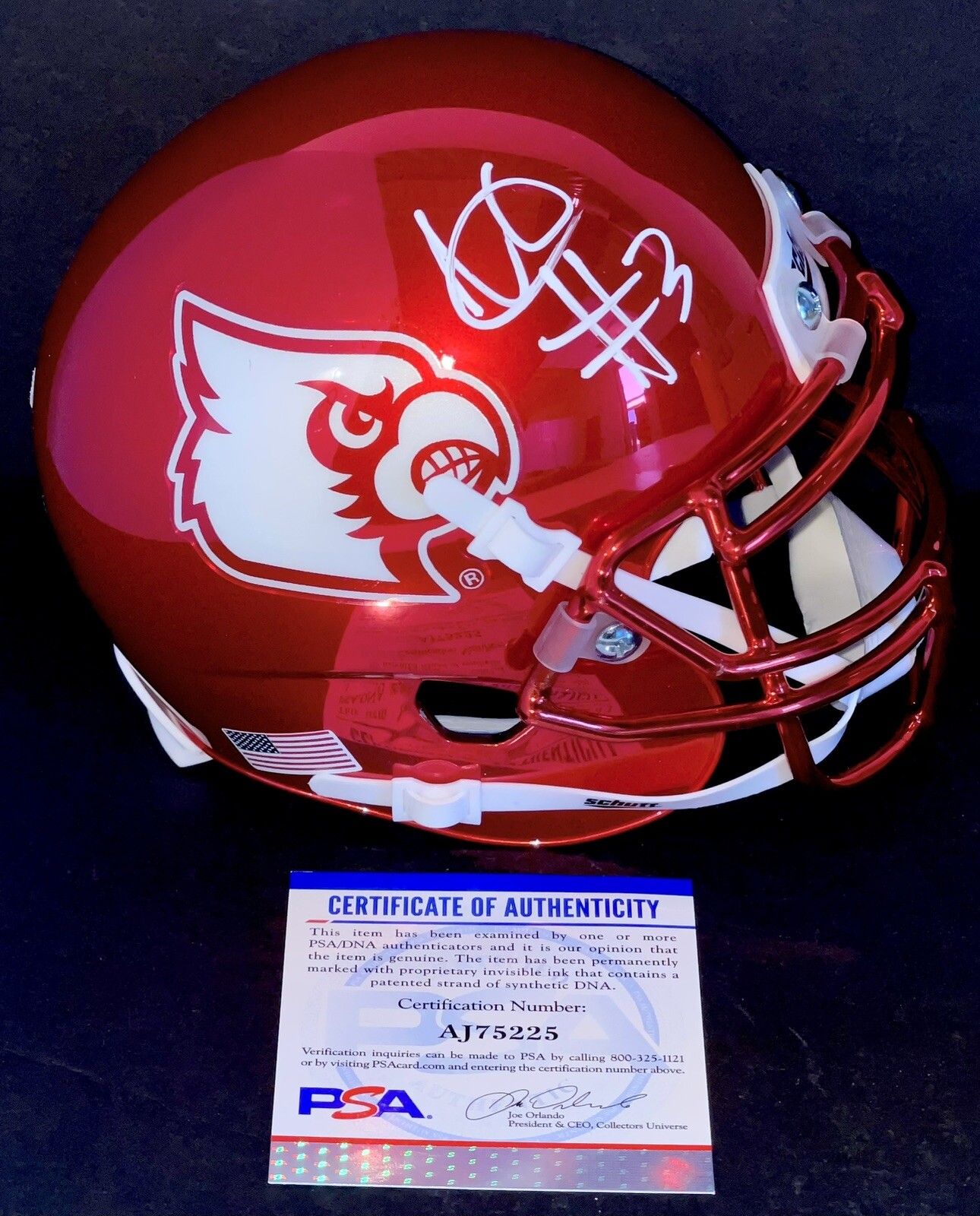 Malik Cunningham Signed Auto Louisville Cardinals Chrome Mini Helmet PSA/DNA