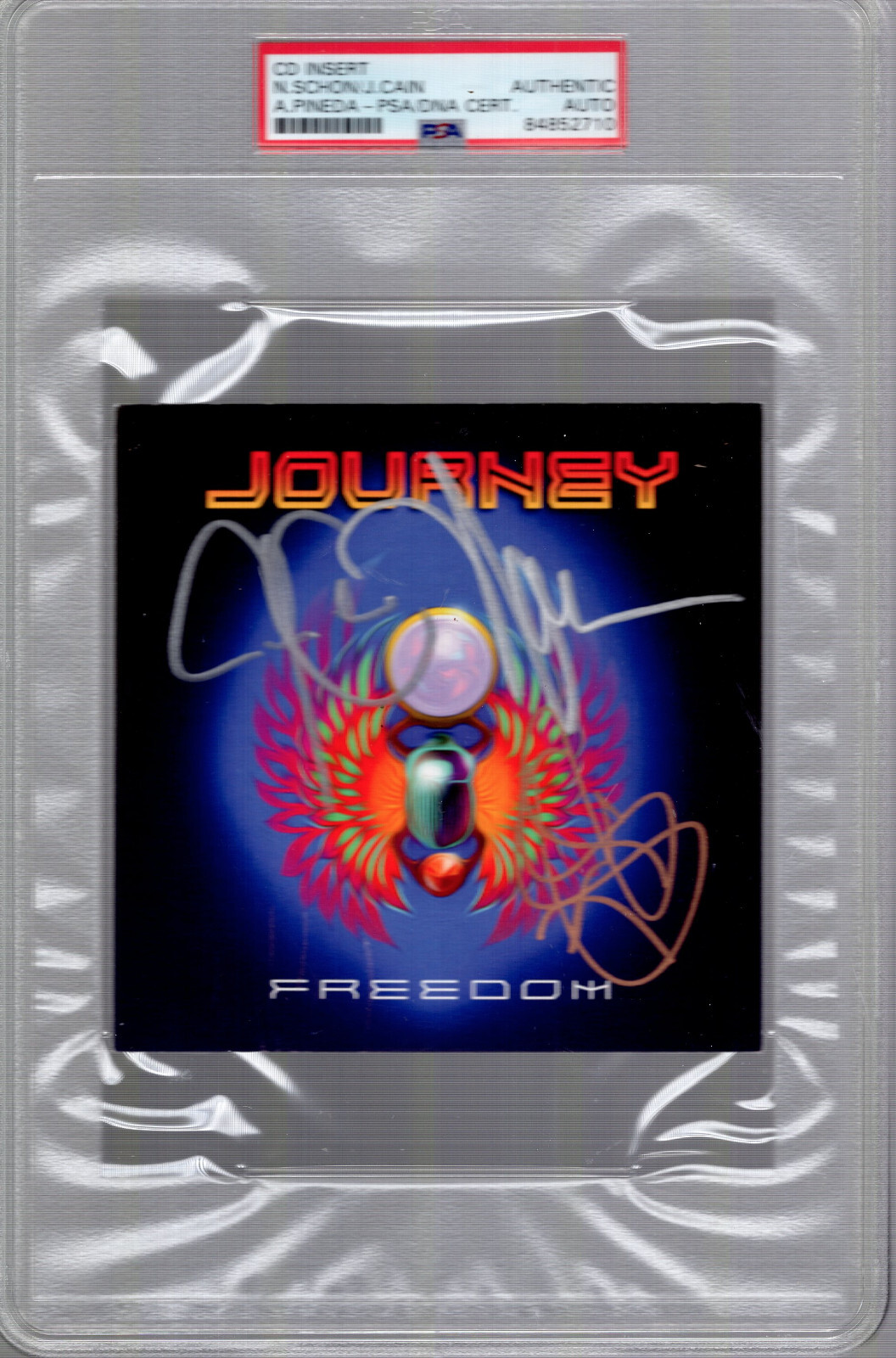 JOURNEY HAND SIGNED FREEDOM CD CARD       SCHON+CAIN+PINEDA         PSA SLABBED