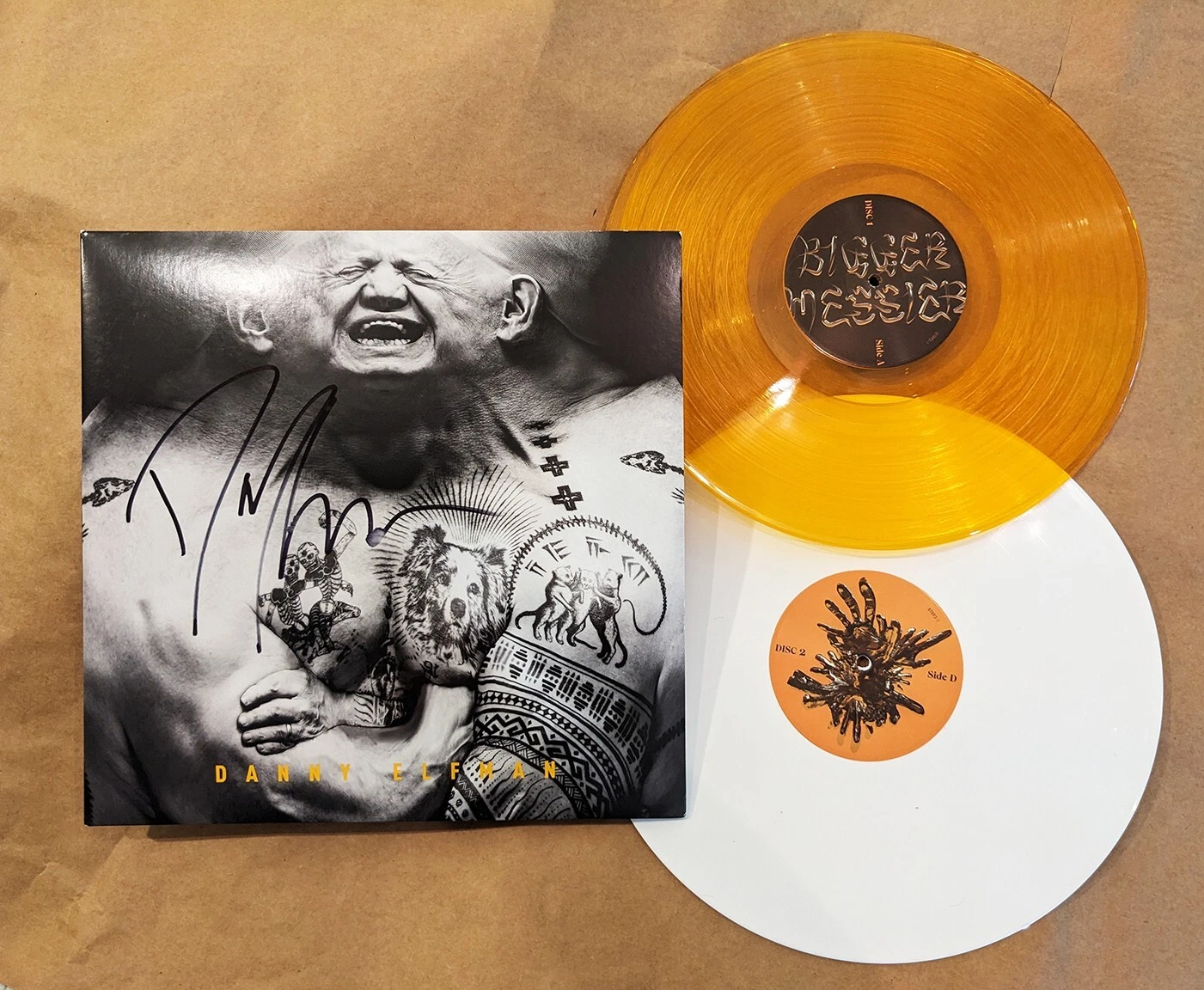 Danny Elfman REAL hand SIGNED Bigger Messier 2x Color Vinyl Record COA