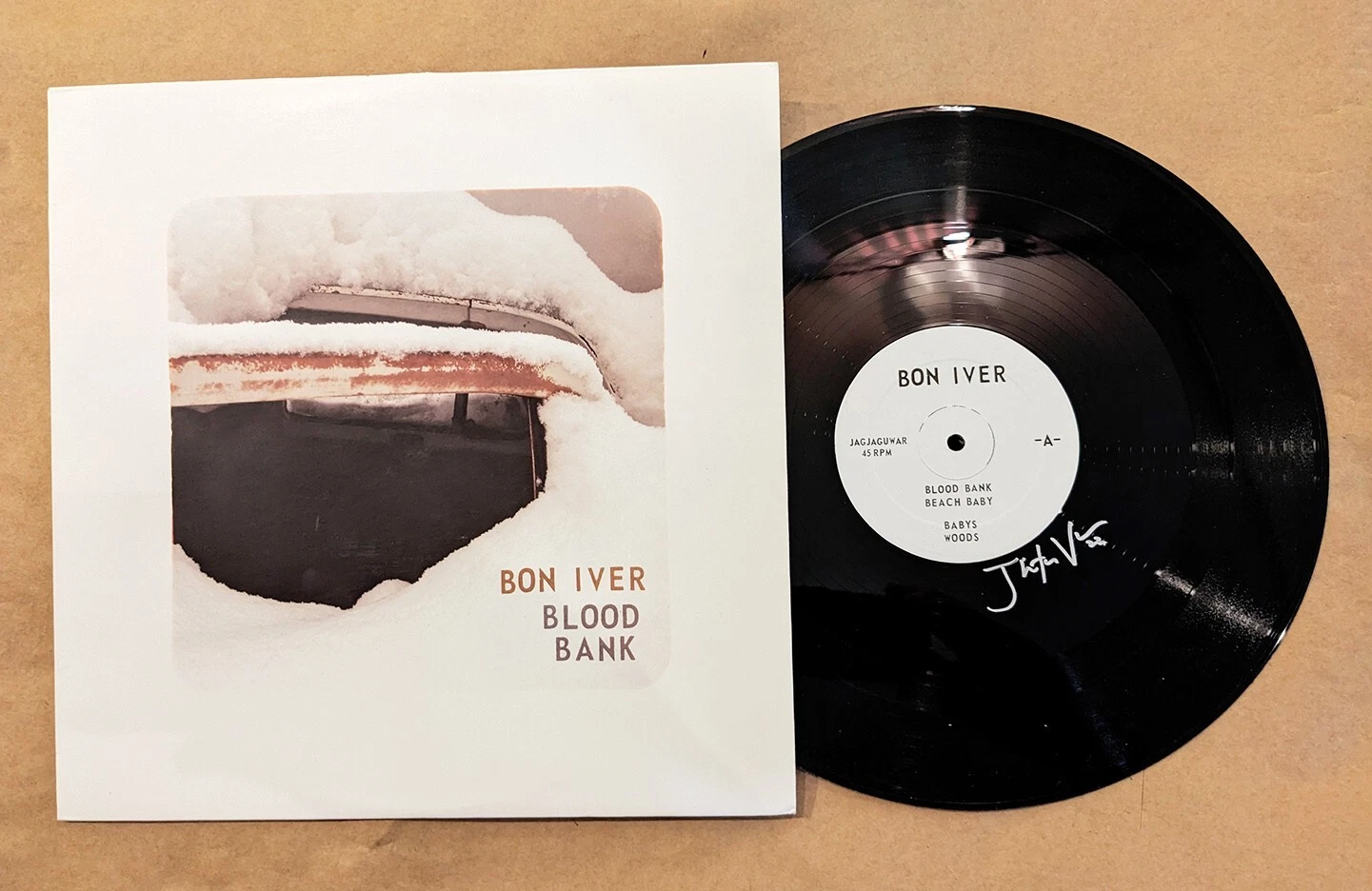 Justin Vernon of Bon Iver REAL hand SIGNED Blood Bank Vinyl Record COA