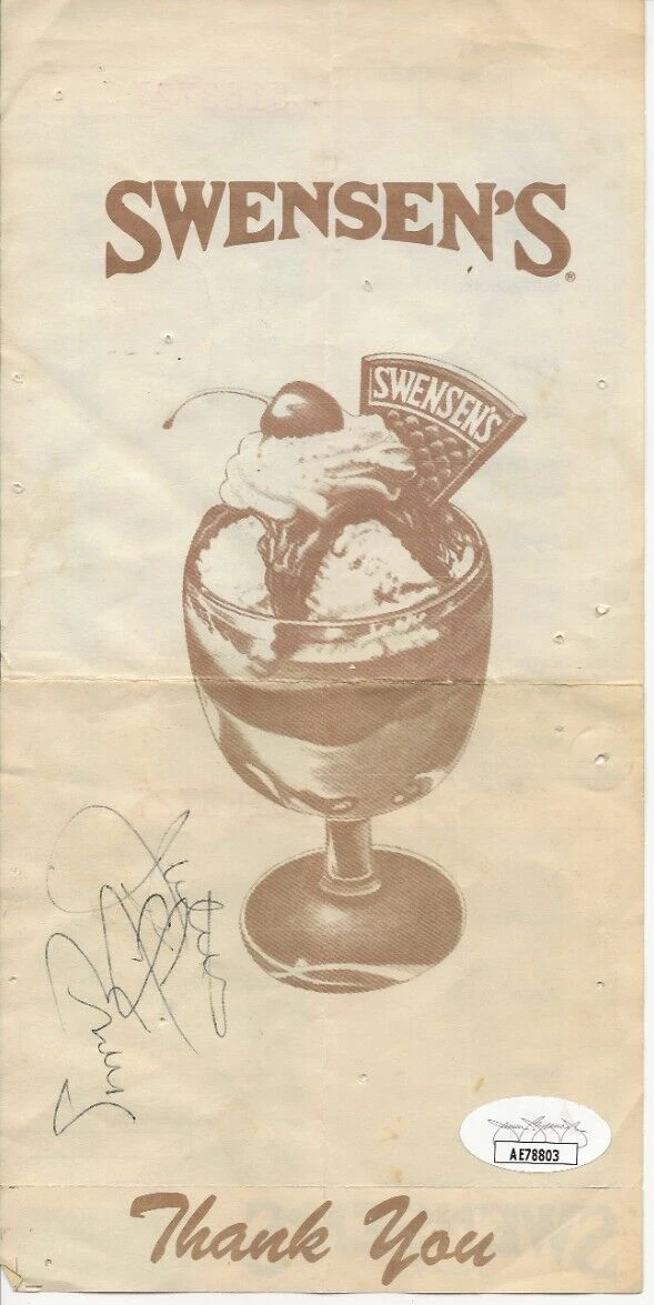 Julius Erving REAL SIGNED Swenson's Ice Cream Receipt JSA COA Basketball Dr. J
