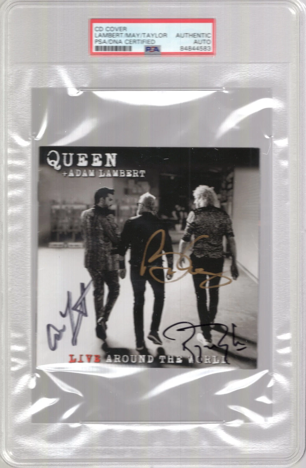 QUEEN HAND SIGNED CD BOOKLET    BRIAN MAY+TAYLOR+LAMBERT     RARE    PSA SLABBED