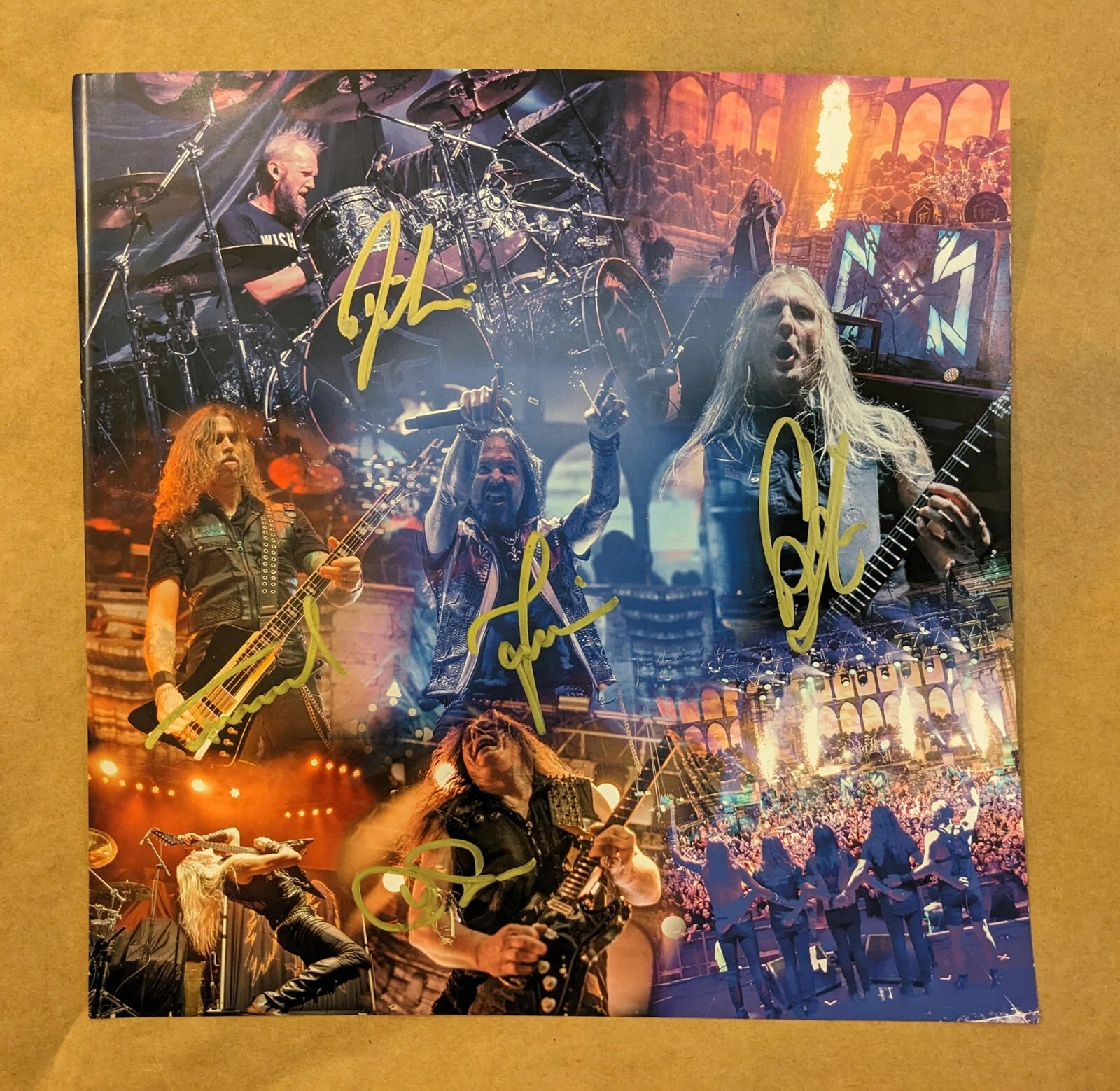 HammerFall REAL SIGNED Live Against The World Vinyl Record Inner Sleeve COA