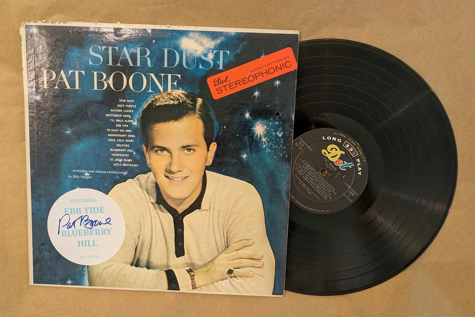 Pat Boone REAL hand SIGNED Stardust Vinyl Record COA Autographed