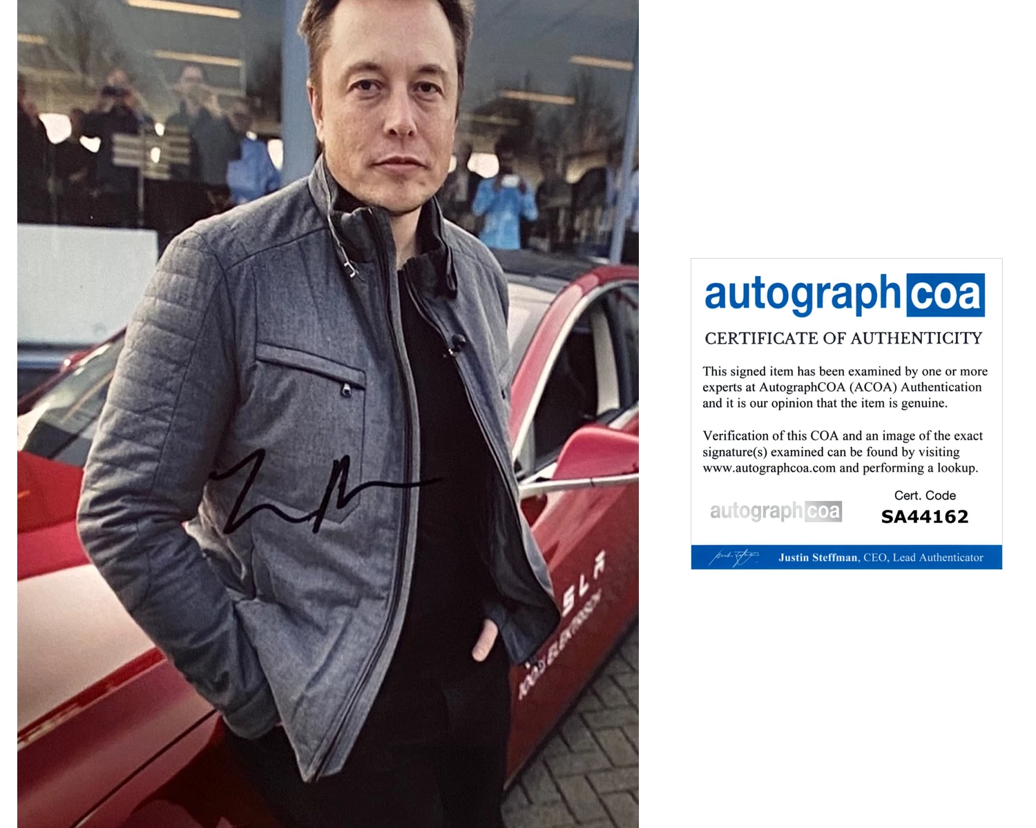 Elon Musk Signed Autographed 8x10 Photo Tesla SpaceX ACOA COA