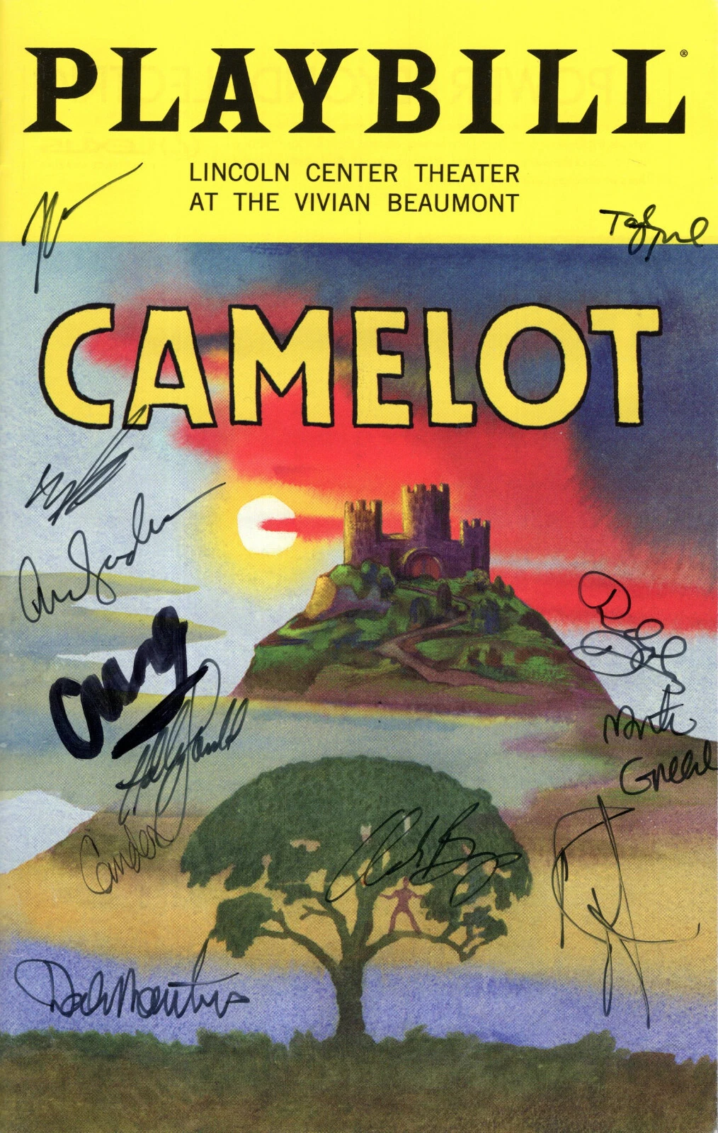 CAMELOT HAND SIGNED NYC PLAYBILL+COA         AWESOME+RARE        SIGNED BY CAST