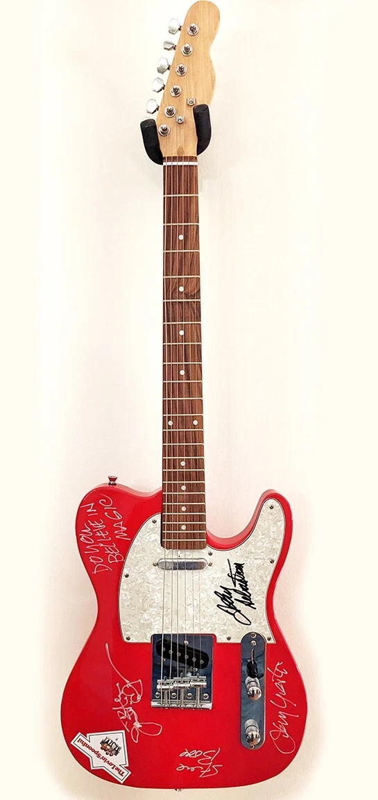 The Lovin' Spoonful REAL hand SIGNED Red Electric Guitar COA Autographed