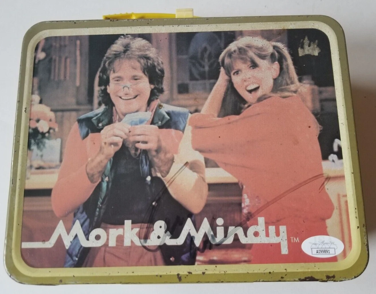 Robin Williams REAL SIGNED Original Tin Mork & Mindy Lunch Box JSA Autographed