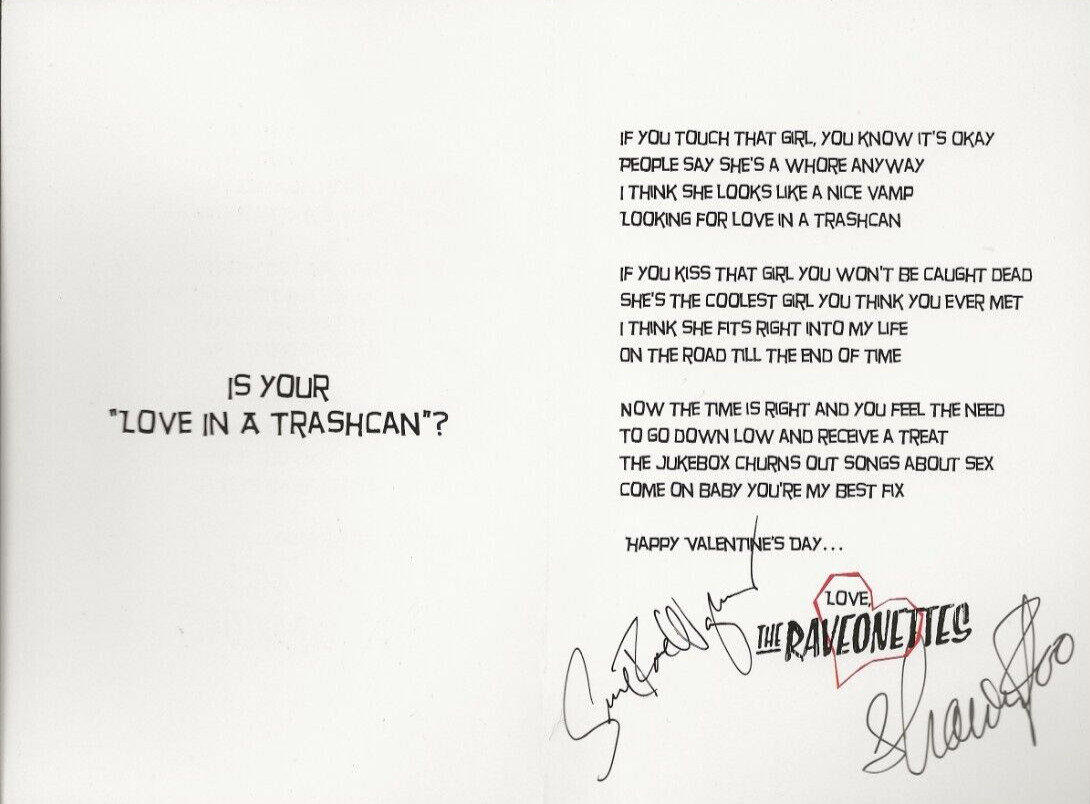 The Raveonettes SIGNED A Valentines Wish For You Promo Card #2 COA Autographed