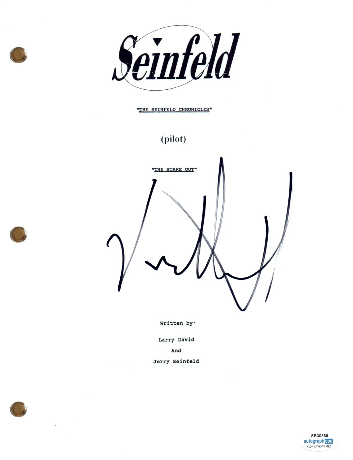 Jason Alexander Signed Autograph Seinfeld Pilot Episode Script Screenplay ACOA