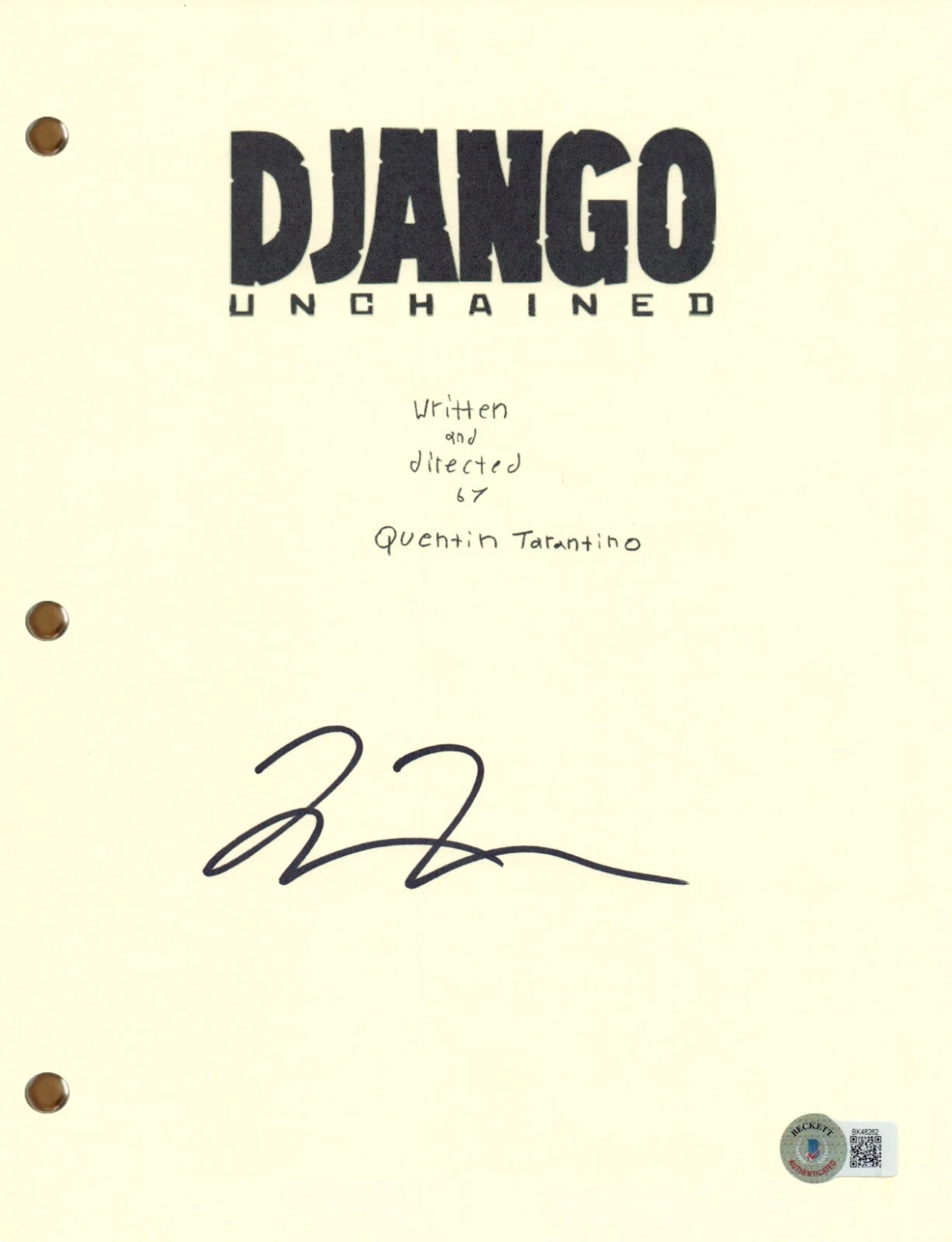 Quentin Tarantino Signed Django Unchained Movie Script Screenplay Autograph BAS