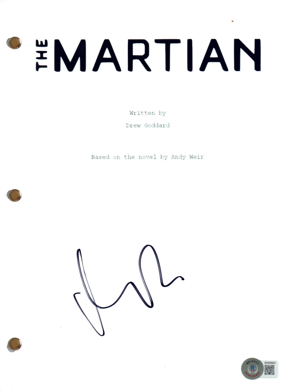 Marsian Script Matt Damon Signed Autograph The Martian Full Movie Script Screenplay ...