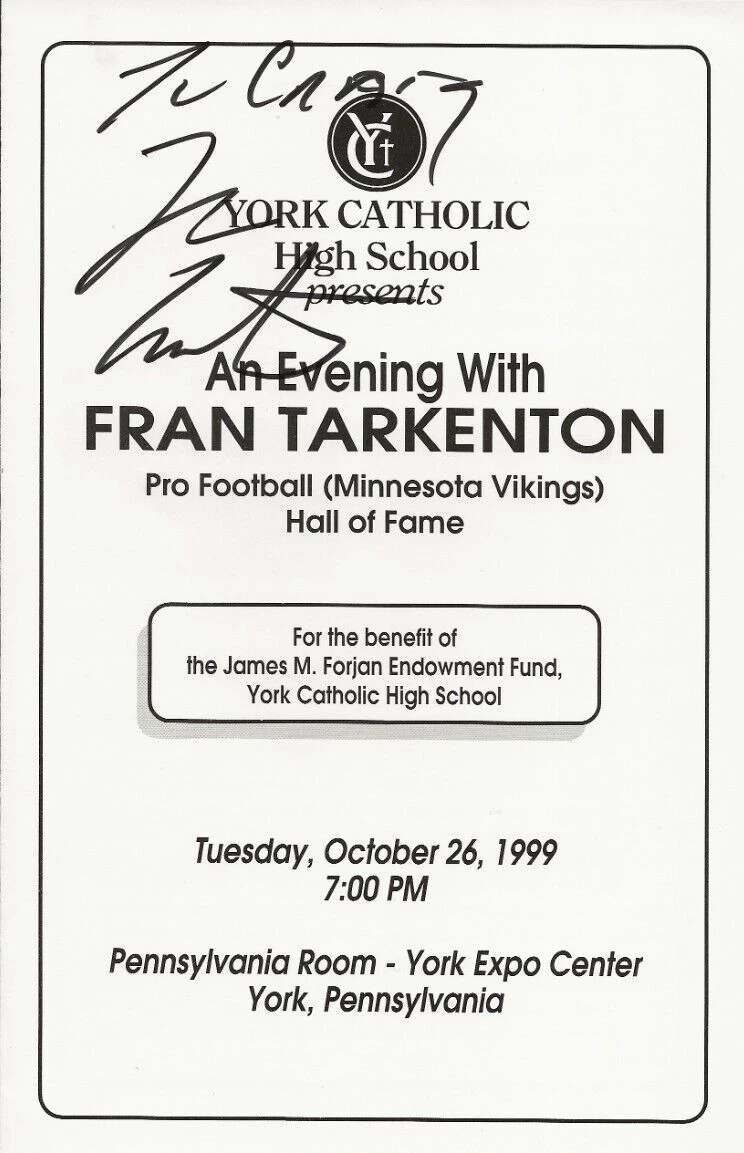 Fran Tarkenton REAL SIGNED Appearance Program JSA COA Football Autographed NFL