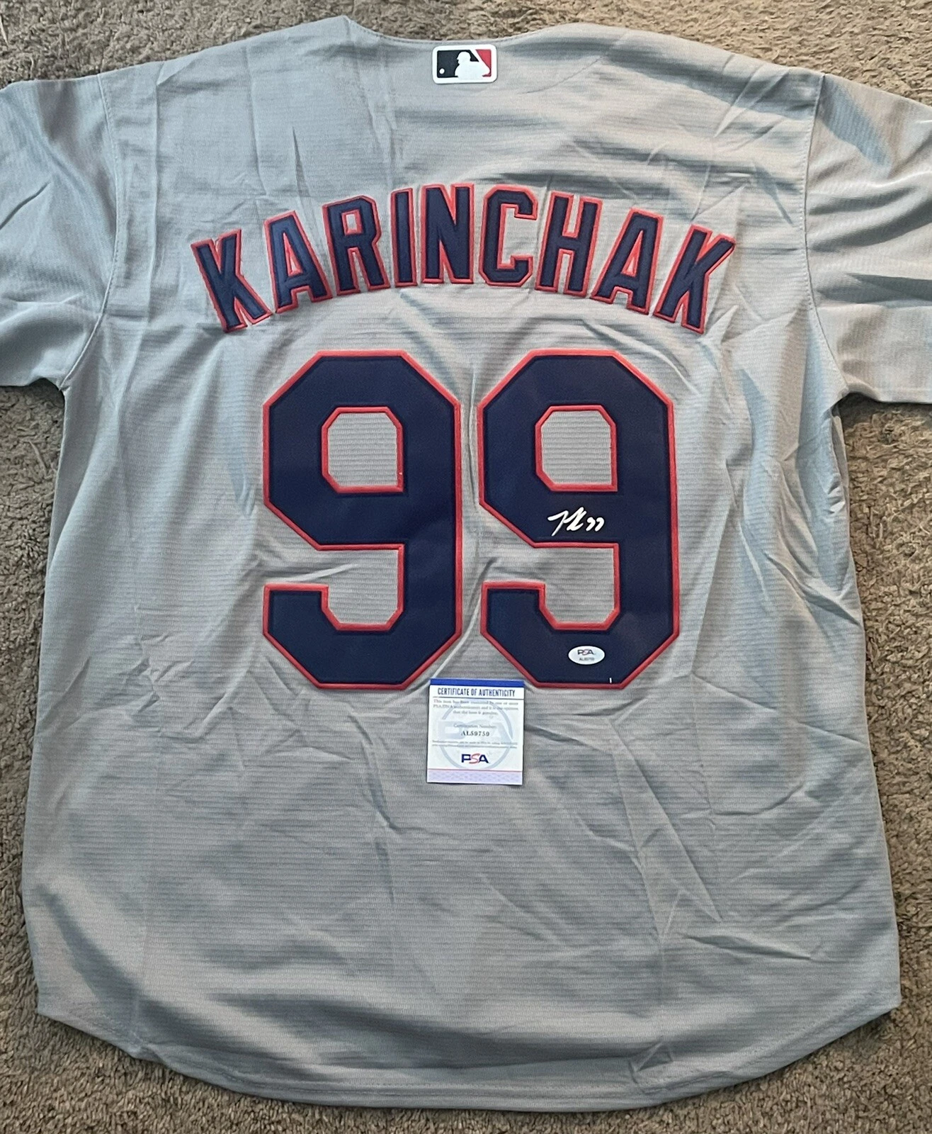 James Karinchak Signed Autographed Cleveland Indians Guardians Jersey JSA