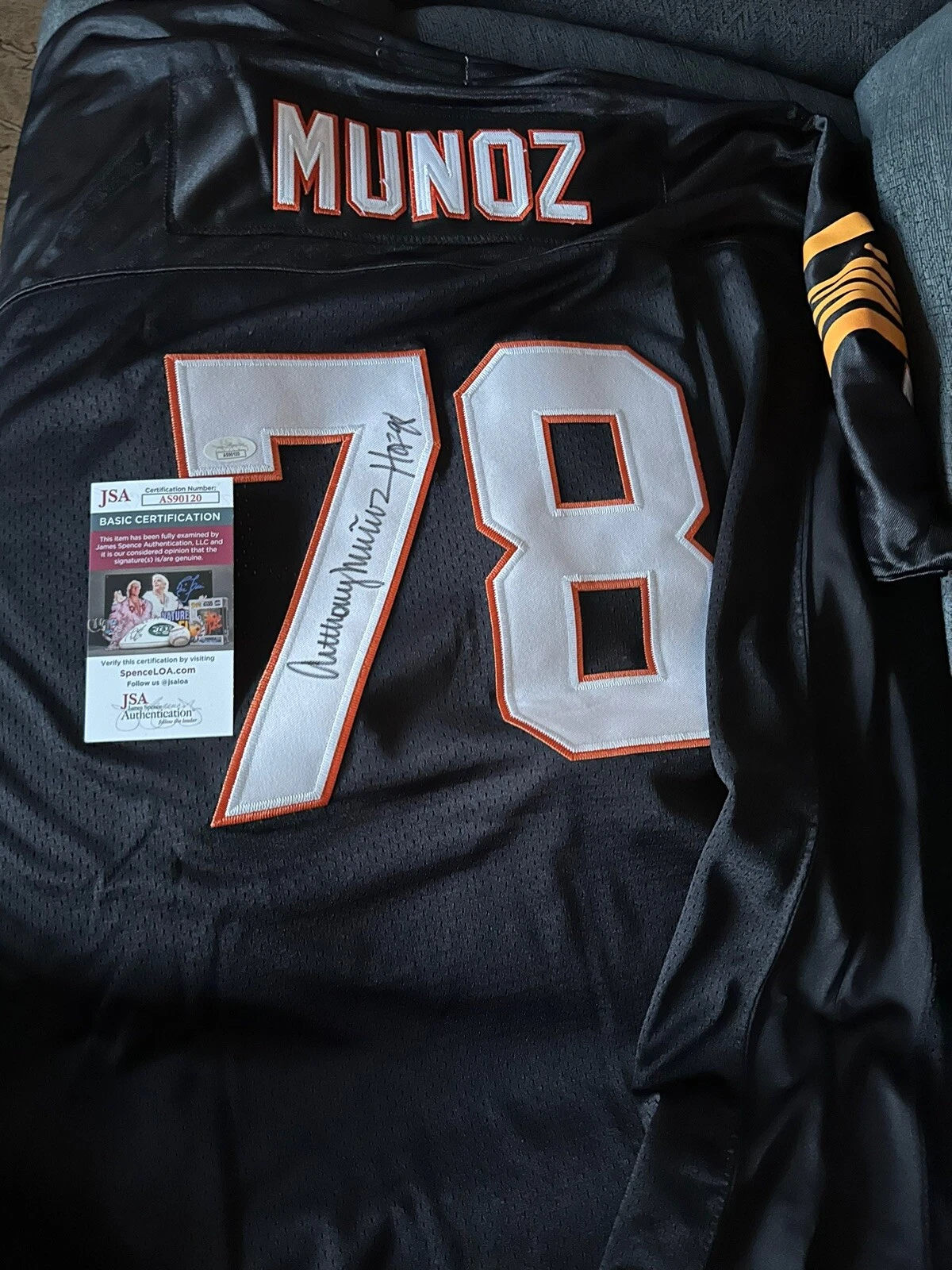 Anthony Munoz SIGNED Bengals Jersey Stitched XL JSA Authentication COA