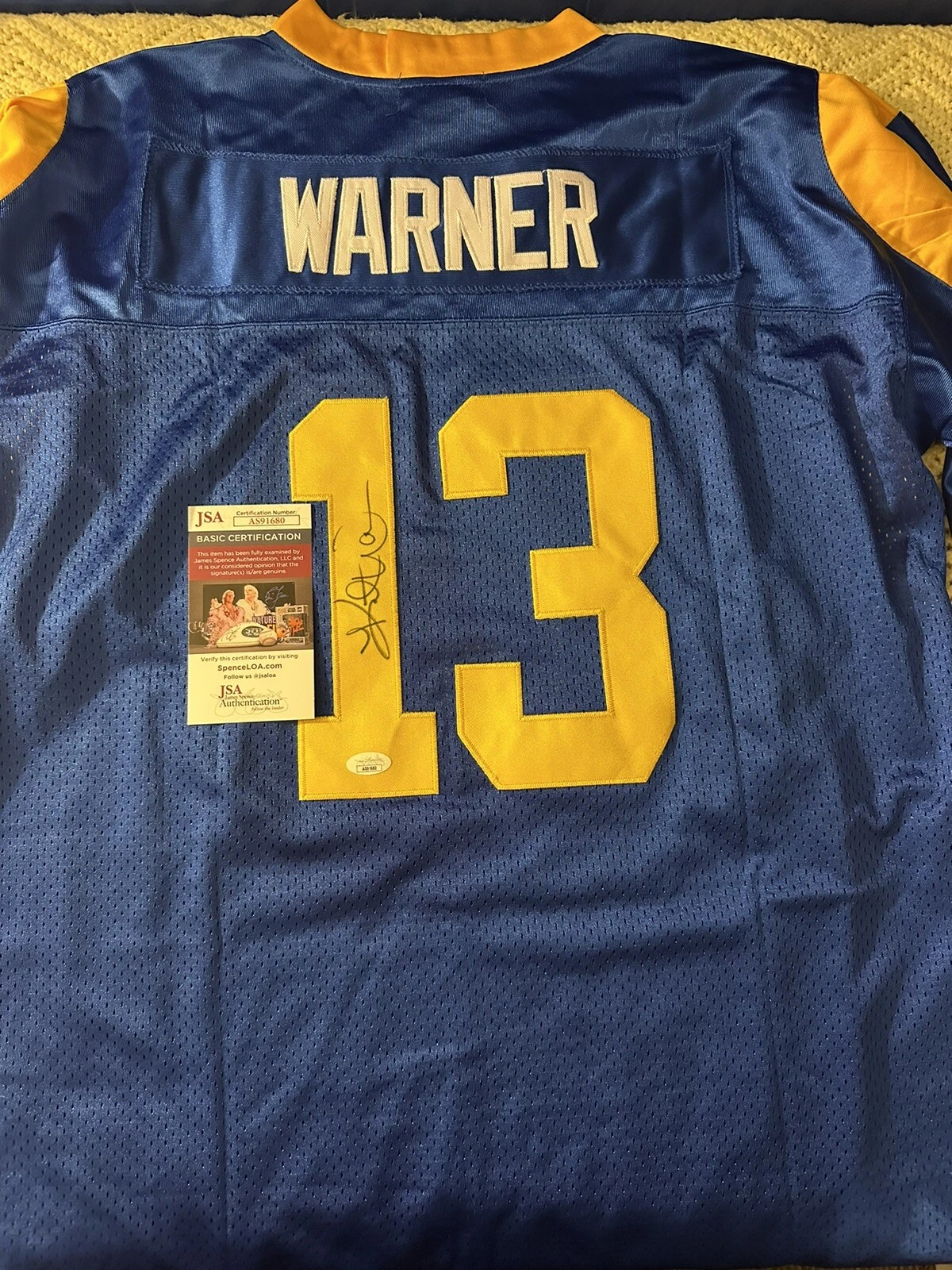 Kurt Warner SIGNED St Louis Rams Jersey Stitched XL JSA Authentication COA
