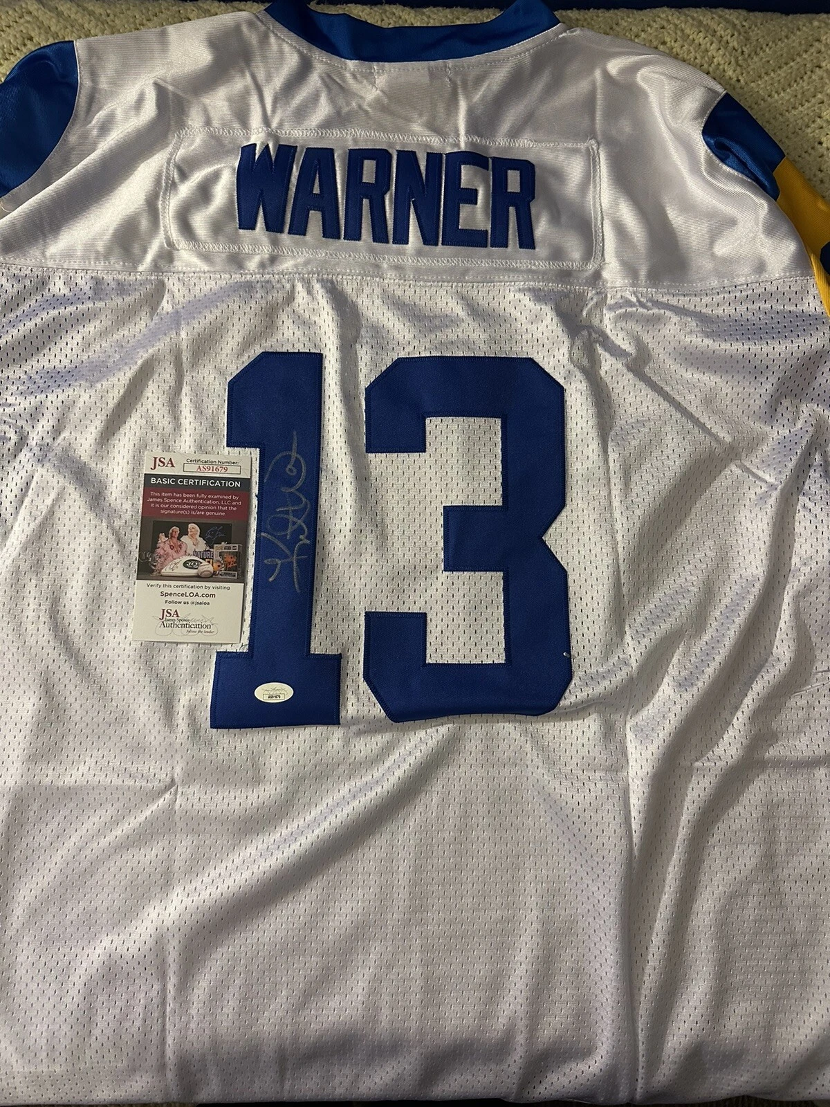 Kurt Warner SIGNED St Louis Rams Jersey Stitched XL JSA Authentication COA