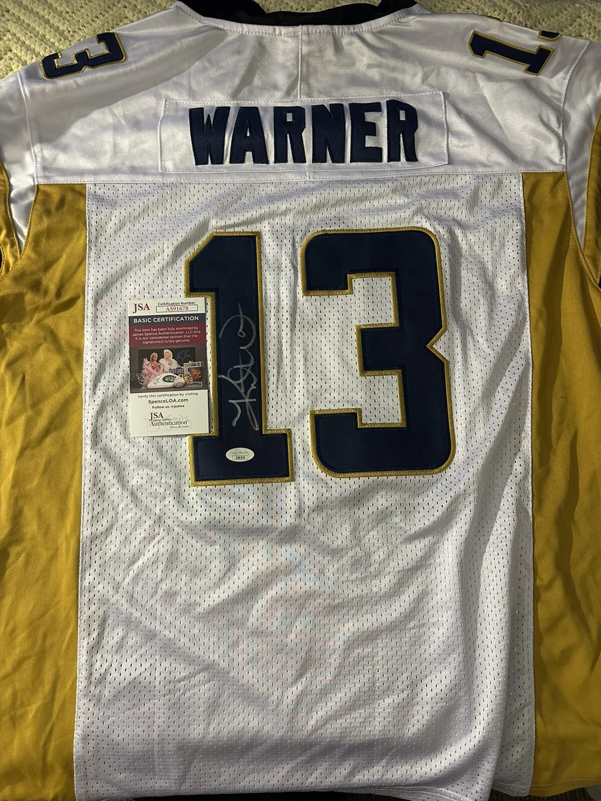 Kurt Warner SIGNED St Louis Rams Jersey Stitched XL JSA Authentication COA