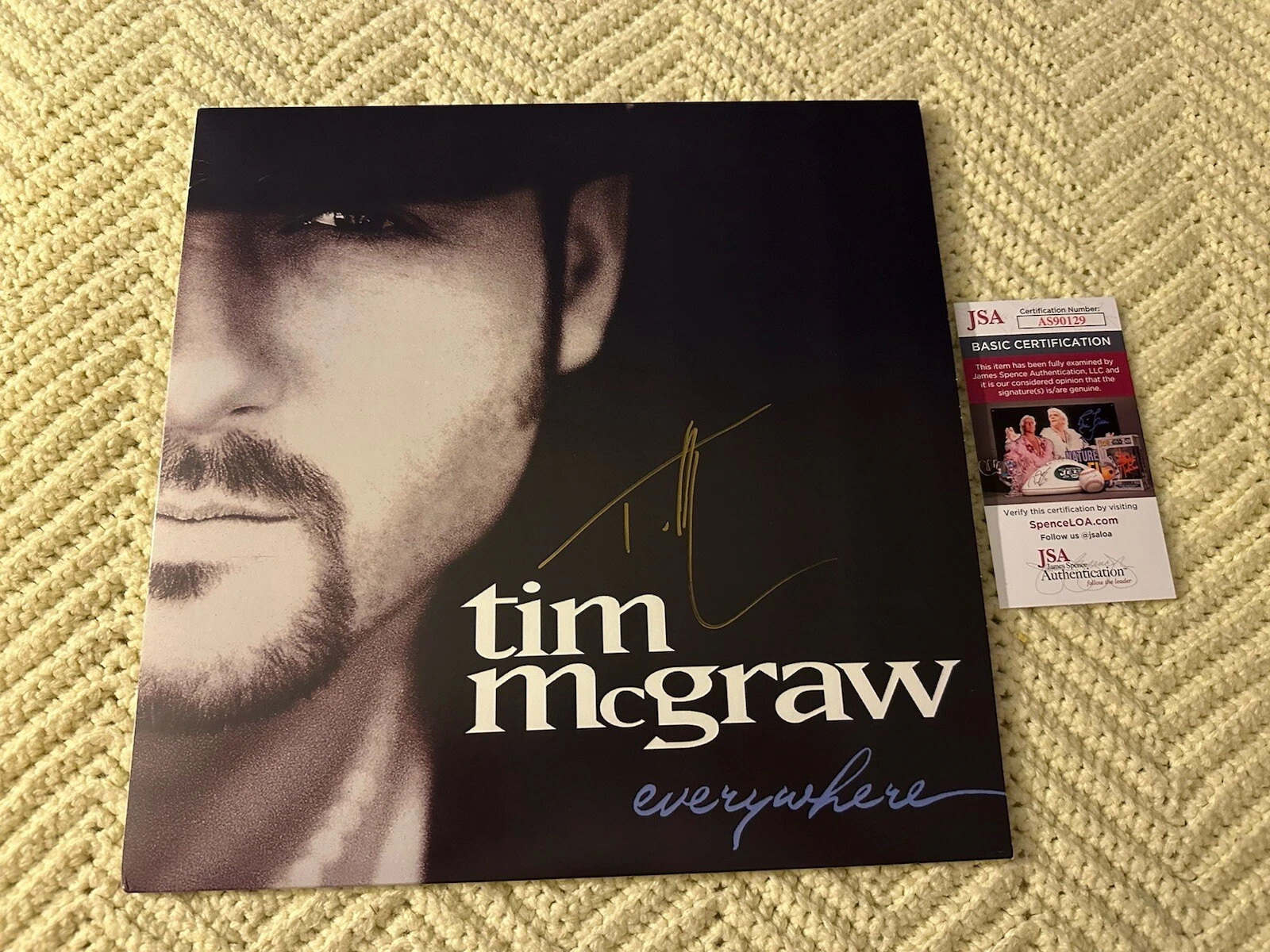Tim McGraw SIGNED Everywhere Vinyl Record ALBUM JSA Authenticated COA