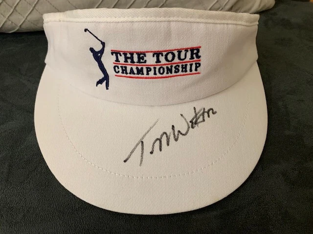 TOM WATSON HAND SIGNED TOUR CHAMPIONSHIP GOLF VISOR        GOLF LEGEND       JSA