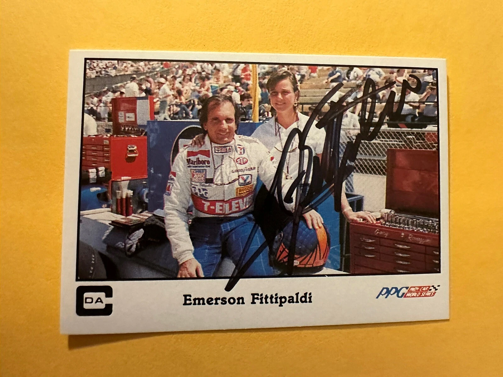 SIGNED TRADING CARD INDY CAR INDIANAPOLIS 500 EMERSON FITTIPALDI COLLECTIBLE MEMORABILIA