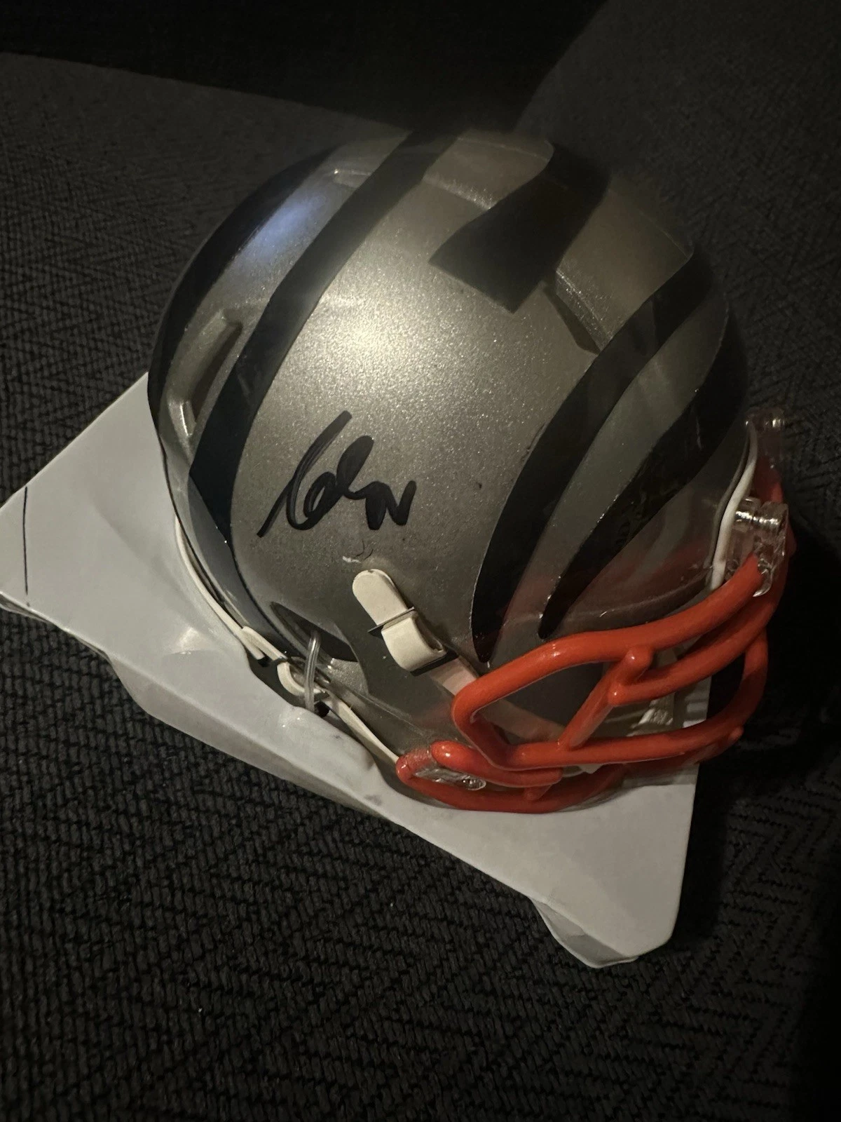 Andrei Iosivas Signed Cincinnati Bengals Mini Helmet Autographed