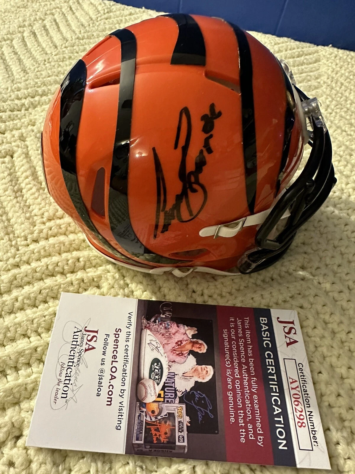 Chase Brown Bengals Signed Mini Helmet JSA Authenticated COA Autograph